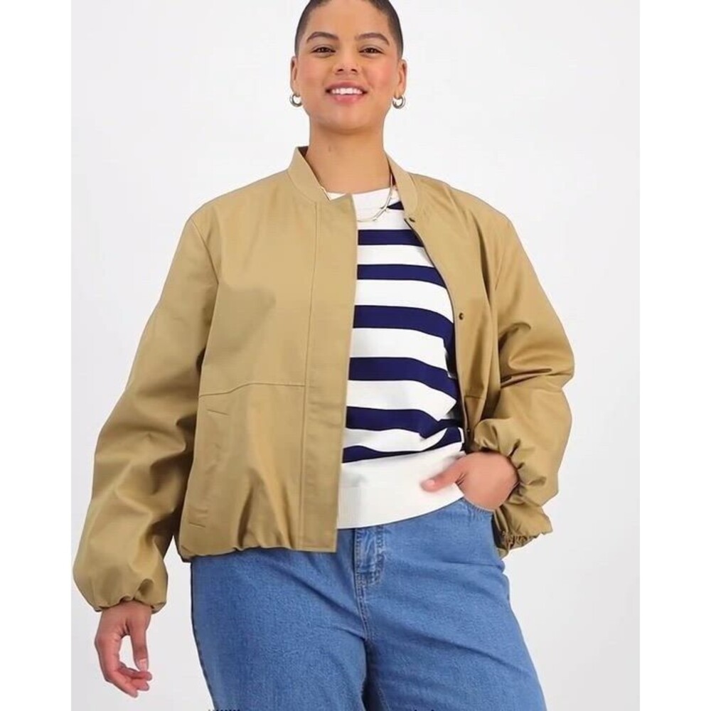 On 34th Macy’s Womens Bomber Jacket size XL NWT Cotton Blend Bubble Hem & Sleeve